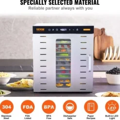 Maddehydrator, 46x42x46,5 cm, rustfrit stål New