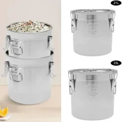 Madopbevaring - Ris- og Kornbeholder - Lufttæt - 21 L Kapacitet - 304 Rustfrit Stål - Miljøvenlig - Let at Rengøre - Alsidig - Sort Best