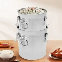 Madopbevaring - Ris- og Kornbeholder - Lufttæt - 21 L Kapacitet - 304 Rustfrit Stål - Miljøvenlig - Let at Rengøre - Alsidig - Sort Best