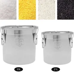 Madopbevaring - Ris- og Kornbeholder - Lufttæt - 21 L Kapacitet - 304 Rustfrit Stål - Miljøvenlig - Let at Rengøre - Alsidig - Sort Best