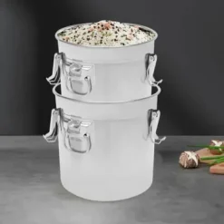 Madopbevaring - Ris- og Kornbeholder - Lufttæt - 21 L Kapacitet - 304 Rustfrit Stål - Miljøvenlig - Let at Rengøre - Alsidig - Sort Best