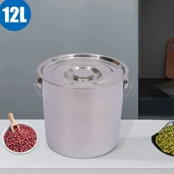 Madopbevaringsspand, 12L kapacitet, 304 rustfrit stål, ca. 2 kg vægt, 24,5 cm højde, 26 cm diameter Discount