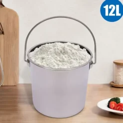 Madopbevaringsspand, 12L kapacitet, 304 rustfrit stål, ca. 2 kg vægt, 24,5 cm højde, 26 cm diameter Discount