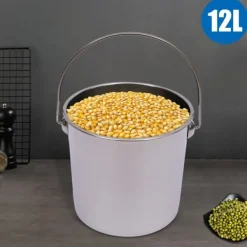 Madopbevaringsspand, 12L kapacitet, 304 rustfrit stål, ca. 2 kg vægt, 24,5 cm højde, 26 cm diameter Discount