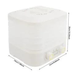 Dehydratorer>Madtørrer, 5 bakker, justerbar temperatur, stille drift,HVID