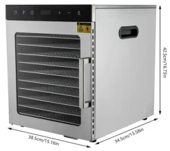 Dehydratorer>Madtørrer, 10 Bakker, Justerbar Temperaturkontrol,Sølv