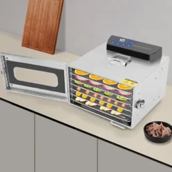 Dehydratorer>Madtørrer, 6 lag, 400W effekt, temperaturinterval 30-85℃, tidsinterval 0,5-24 timer, rustfrit stål materiale