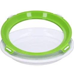 Matkonserveringsbricka Återanvändbar Stapelbar rund köksförvaringsbehållare med förseglingslock Grön Sale