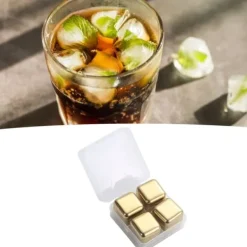 Metal isterninger Rustfrit stål Genanvendelige Hurtig nedkøling ren whiskysten med istang til drink Drik Golden New