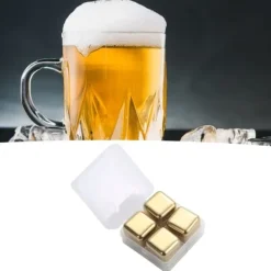 Metal isterninger Rustfrit stål Genanvendelige Hurtig nedkøling ren whiskysten med istang til drink Drik Golden New