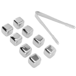 Metal Whisky Iskuber Livsmedelsklass 304 Rostfritt Stål Säker Giftfri Vit Använda Whiskeystenar för Whiskydryck 8 kuber med istång Discount