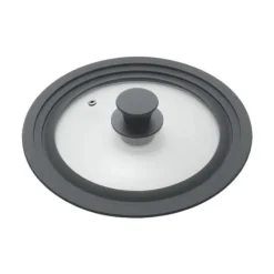 Skålelåg>Metaltex pandelåg 20-24 cm glas/silikone/sort