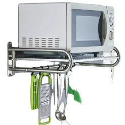 Ovne>Mikroovnsholder, Justerbart Design, Væghængte Krog,M, Sølv, 1-niveau