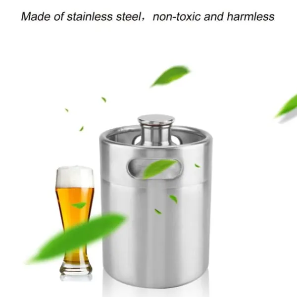 Isspande & Kølere>Mini øltønde i rustfrit stål med spirallåg Praktiske forsyninger til hjemmet og hotellet (2L)