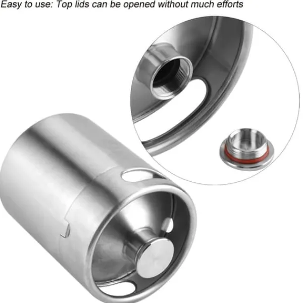 Isspande & Kølere>Mini øltønde i rustfrit stål med spirallåg Praktiske forsyninger til hjemmet og hotellet (2L)