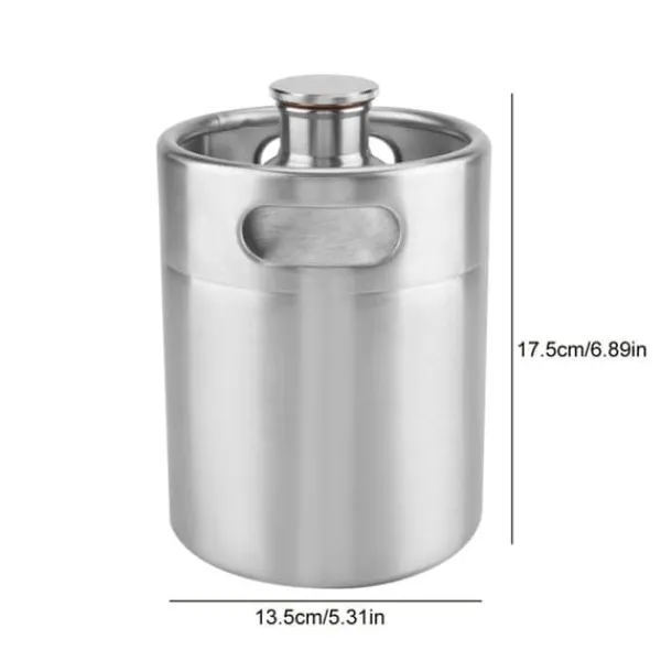 Isspande & Kølere>Mini øltønde i rustfrit stål med spirallåg Praktiske forsyninger til hjemmet og hotellet (2L)