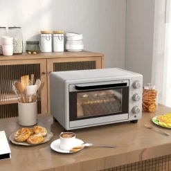 Ovne>Miniovn 21 L, 100–230 °C, 60 min, 3 funktioner, rist & bageplade, rustfri, 46×38,5×29 cm, sølv