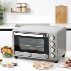 Ovne>Miniovn 32 L, 1600 W, drypbakke, rustfri & glas, sølv