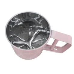 Mjöl Sifter Rostfritt stål Korrosionsbeständig Säker Luktfri Vacker Handhållen Bakmjöl Mesh Sikt Rosa Clearance