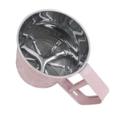 Mjöl Sifter Rostfritt stål Korrosionsbeständig Säker Luktfri Vacker Handhållen Bakmjöl Mesh Sikt Rosa Clearance