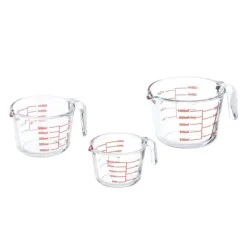 Målebægere & Måleskeer>Målebæger sæt, 7x10x13.5 cm, Transparent, Rød