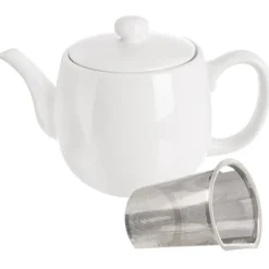 Kaffe- & Tekander>MONA hvid porcelæns tekande med infuser 700 ml