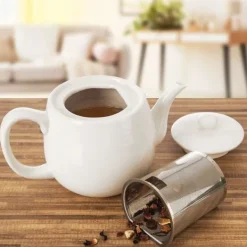 Kaffe- & Tekander>MONA hvid porcelæns tekande med infuser 700 ml