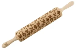 MoodForWood Trækagerulle, Graveret, 43 cm med Håndtag, Perfekt til Bagning - Urtemønster Hot