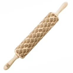 MoodForWood Trækagerulle, Graveret, 43 cm med Håndtag, Perfekt til Bagning - Uglemønster Outlet