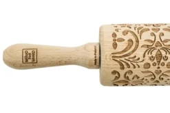 MoodForWood Trækagerulle, Graveret, 43 cm med Håndtag, Perfekt til Bagning - Rosemaling Mønster Sale