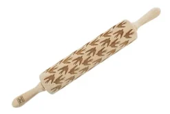 MoodForWood Trækagerulle, Graveret, 43 cm med Håndtag, Perfekt til Bagning - Svalemønster Clearance