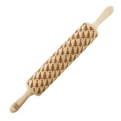 Kageruller>MoodForWood Trækagerulle, Graveret, 43 cm med Håndtag, Perfekt til Bagning - Juletræsmønster