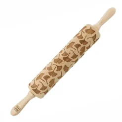 Kageruller>MoodForWood Trækagerulle, Graveret, 43 cm med Håndtag, Perfekt til Bagning - Ginko Biloba Mønster