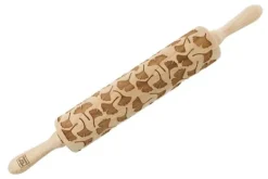 Kageruller>MoodForWood Trækagerulle, Graveret, 43 cm med Håndtag, Perfekt til Bagning - Ginko Biloba Mønster