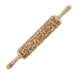 MoodForWood Trækagerulle, Graveret, 43 cm med Håndtag, Perfekt til Bagning - Sjove Katte Mønster Clearance