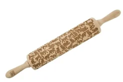 MoodForWood Trækagerulle, Graveret, 43 cm med Håndtag, Perfekt til Bagning - Sjove Katte Mønster Clearance