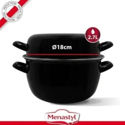 Muslingegryde - MENASTYL - 3645567 - Emaljeret stål - Sort - 18 cm - 2,7 liter - Velegnet til alle kogeplader inklusive induktion Best