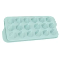 Nem deformerbar isterningbakke - fødevaregodkendt PP isterningform med låg - sød isterningbakke til køleskab - diamant 18 gitre blå Best