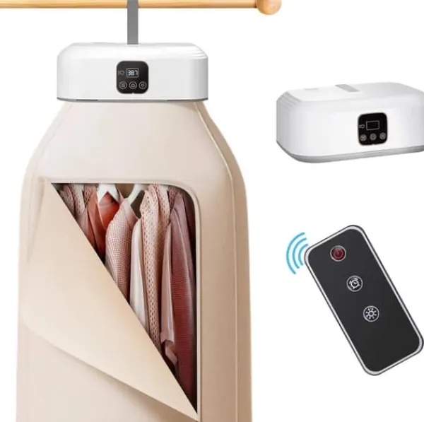 Tørreskab>OBOSOE bærbar tørretumbler, minitørretumbler med fjernbetjening, foldbar elektrisk tørretumbler med tørrepose til rejser, campingvogn, hjem