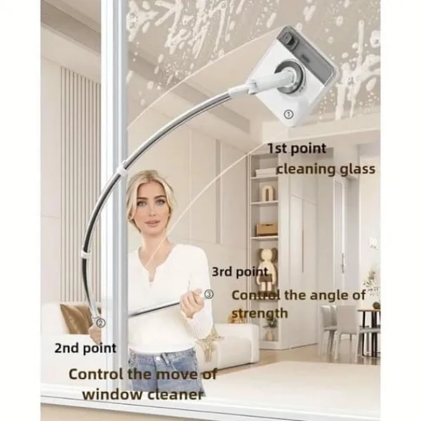Rengøringsudstyr>OBOSOE dobbeltsidet vinduespudser til højhuse – udtrækkelig U-formet teleskopstang til vinduespudsning