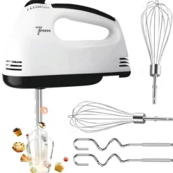 OBOSOE elektrisk mixer / elektrisk håndmixer – 7 hastigheder med 6 tilbehør i rustfrit stål, piskeris til bagning, kager, fløde Clearance