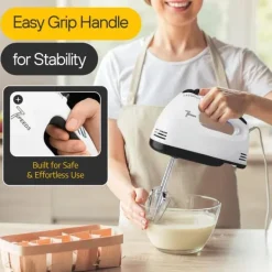 OBOSOE elektrisk mixer / elektrisk håndmixer – 7 hastigheder med 6 tilbehør i rustfrit stål, piskeris til bagning, kager, fløde Clearance