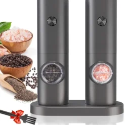 OBOSOE elektrisk peberkværn sæt med 2 - justerbart slibeniveau, LED-belysning, inklusive stativ og børste Best