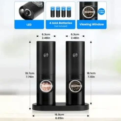 OBOSOE elektrisk peberkværn sæt med 2 - justerbart slibeniveau, LED-belysning, inklusive stativ og børste Best