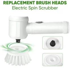 OBOSOE elektrisk rengøringsbørste med 5 udskiftelige hoveder – USB-opladning, IPX6 vandtæt, hvid Online