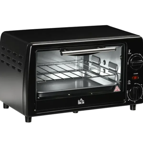 Ovne>OBOSOE 10L miniovn med timer – 750W, 60 min timer, op til 230°C, lille elektrisk ovn med bageplade og grillrist