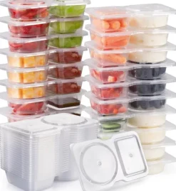 Beholdere Til Madopbevaring>OBOSOE madkasser/opbevaringsglas med låg 10-pak – Genanvendelige, delte madkasser til snacks, portioner og picnic