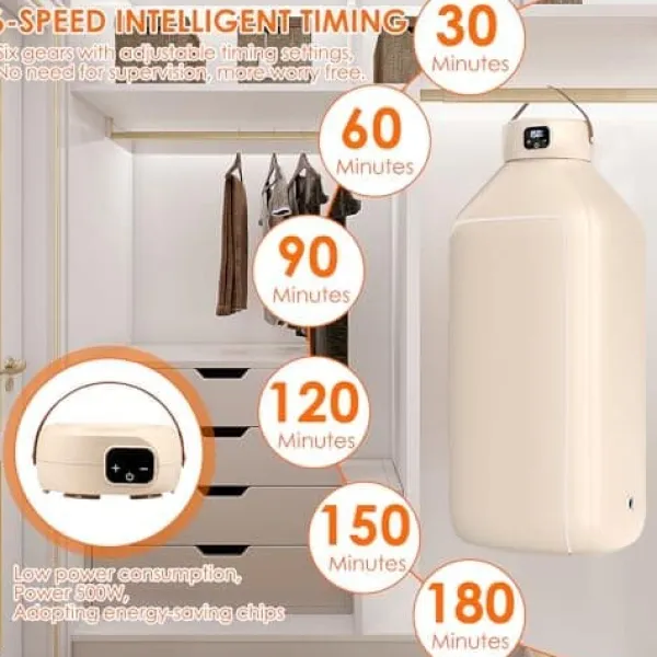 Tørreskab>OBOSOE Mini tørretumbler til små rum – Foldbar og smart med timer, ideel til undertøj og børnetøj