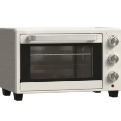 Grill-Ovne & Ovn Med Roterende Stegespyd>OBOSOE Miniovn 21L med rotorspyd – Brødristerovn med bageplade og rist, 3 positioner til bagning, rustfrit stål, cremehvid