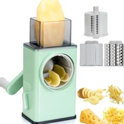 Mandolin- & Rivejern>OBOSOE multifunktionel manuel grøntsagshakker, køkkenrevet, velegnet til kartofler, gulerødder og andre grøntsager, med 6 knive